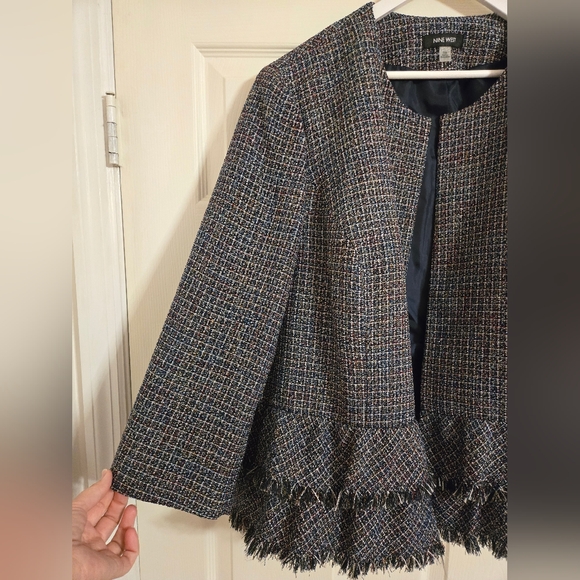 Nine West Metallic Nightsky Fringe Open Peplum Blazer NWT size 24W - Picture 5 of 15